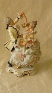 DRESDEN PORCELAIN DANCER GROUP CROWN SIGNATURE
