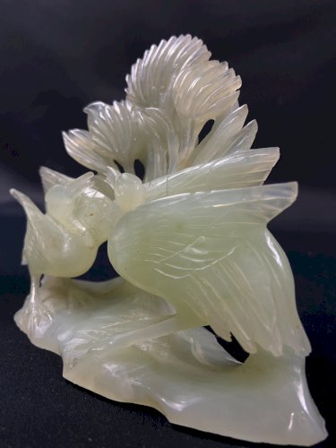 Groupe en jadéite finement sculpté au couple de grues Extrême-Orient Chine