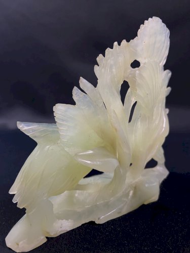 Groupe en jadéite finement sculpté au couple de grues Extrême-Orient Chine