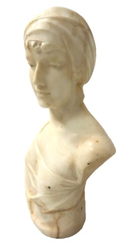 Groupe en marbre sculpté d'un buste de jeune femme XX siècle