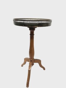 Louis XVI style end table in hornbeam and marble, 20th century.
