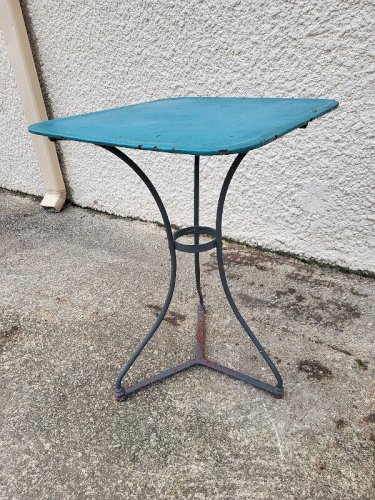 GUERIDON DE BISTROT CARRE EN METAL PEINT N°1