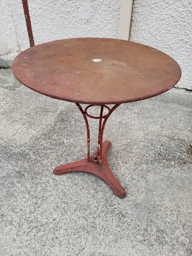 GUERIDON DE BISTROT ROND ANCIEN EN METAL PEINT N°5