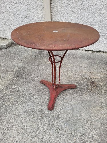 GUERIDON DE BISTROT ROND ANCIEN EN METAL PEINT N°5