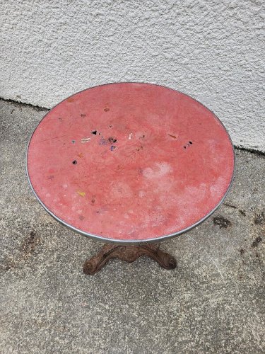 GUERIDON DE BISTROT ROND PIED EN FONTE N°8