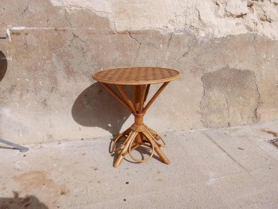 Guéridon en rotin et bambou – Années 1970/80