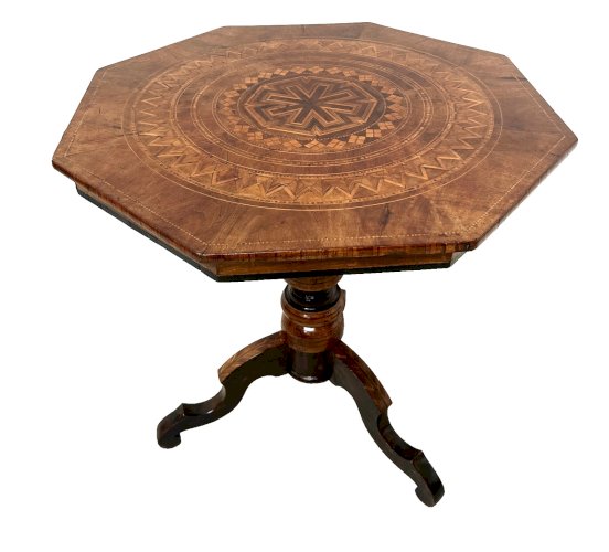Guéridon octogonal en marqueterie Italie XIX siècle