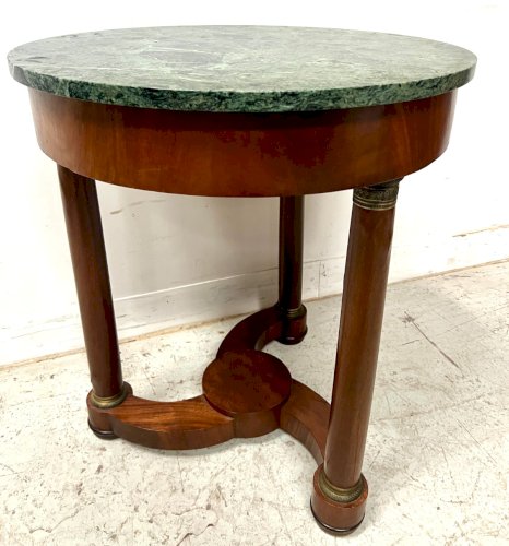 Guéridon rond de style Empire en acajou et placage XX siècle