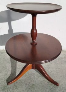 GUERIDON TABLE D'APPOINT Acajou 1900 2 Niveaux Bois MEUBLE Mobilier 11MAG 14/03