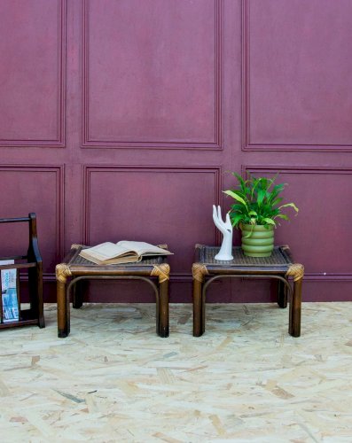 Hanna, la paire de tables d'appoint en rotin N°462