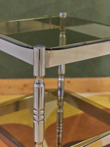 Hanna, la table d'appoint en verre fumé et chrome N°780