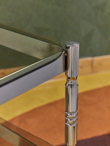 Hanna, la table d'appoint en verre fumé et chrome N°780