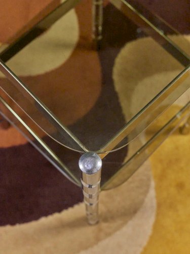 Hanna, la table d'appoint en verre fumé et chrome N°780