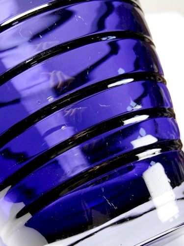 Haut vase obus verre de Murano violet bleu design vintage