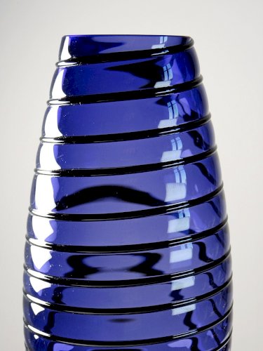 Haut vase obus verre de Murano violet bleu design vintage