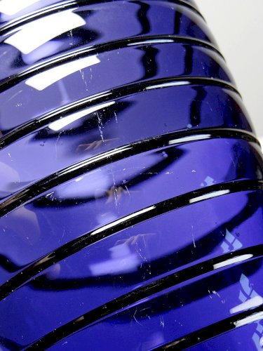 Haut vase obus verre de Murano violet bleu design vintage