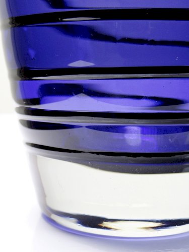 Haut vase obus verre de Murano violet bleu design vintage