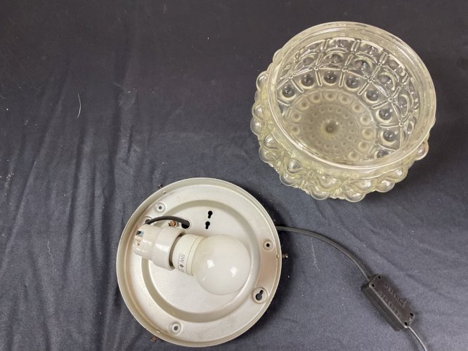 Helena Tynell Plafonnier Applique Verre Bubble Glashütte Limburg années 60