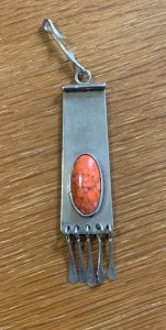 Hendrik Thomas Vallauris pendentif bi matière au cabochon 1960's signé