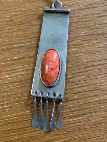 Hendrik Thomas Vallauris pendentif bi matière au cabochon 1960's signé