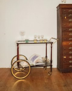 Henriette, the brass and wood serving cart No. 128