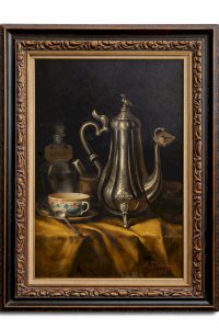 Henry Ducloux (1860-1930) – 1882 French Oil Painting – Tea Still Life – Signed –