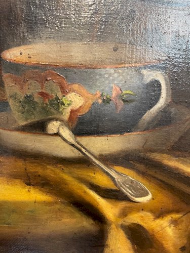 Henry Ducloux (1860-1930) – 1882 French Oil Painting – Tea Still Life – Signed –