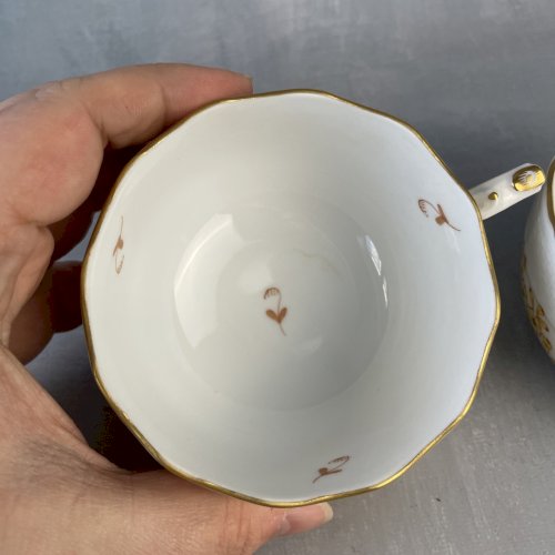 HEREND Hungary 2 tasses à thé décor Apponyi jaune porcelaine hongroise