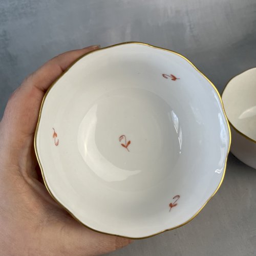 HEREND Hungary tasse à thé et bol décor Apponyi orange porcelaine hongroise