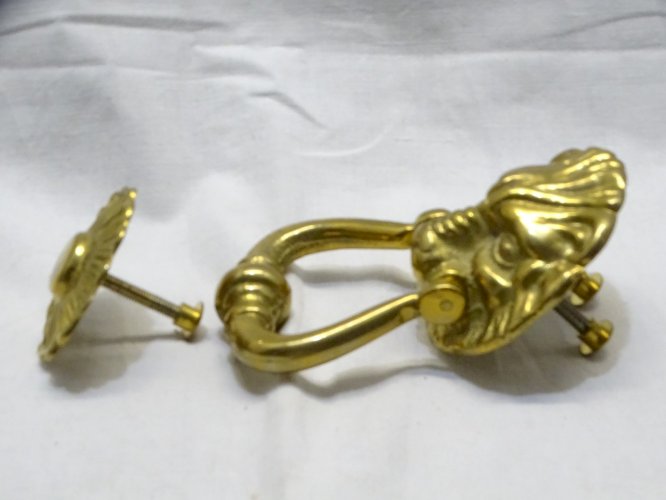-HEURTOIR de PORTE TETE DE LION BRONZE et son CLOU XXe déco Porte   D
