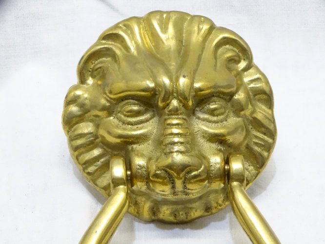 -HEURTOIR de PORTE TETE DE LION BRONZE et son CLOU XXe déco Porte   D
