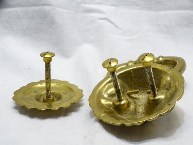 -HEURTOIR de PORTE TETE DE LION BRONZE et son CLOU XXe déco Porte   D