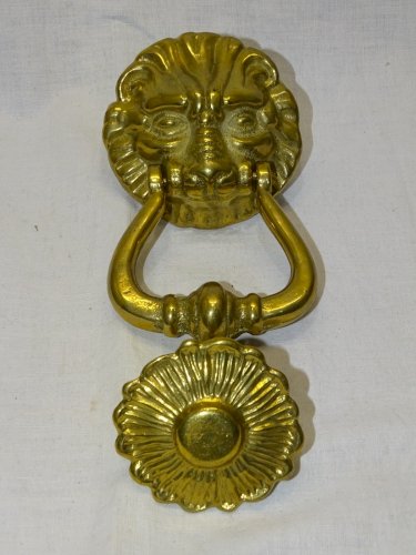 -HEURTOIR de PORTE TETE DE LION BRONZE et son CLOU XXe déco Porte   D
