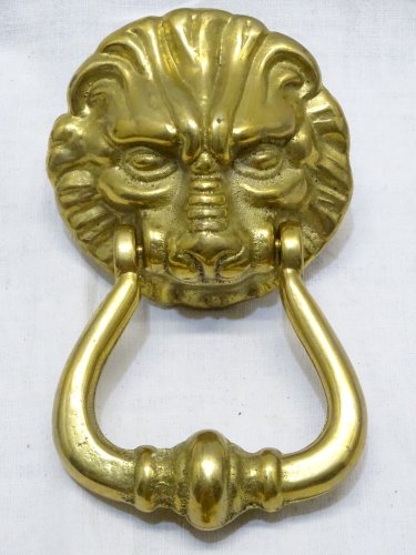 -HEURTOIR de PORTE TETE DE LION BRONZE et son CLOU XXe déco Porte   D