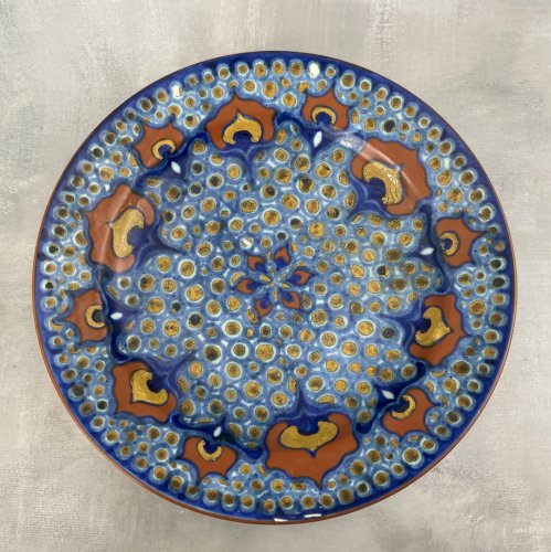 HOLLAND GOUDA Assiette plat céramique Pays-Bas décor stylisé début XXe ~27cm
