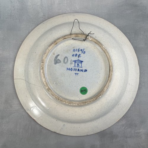 HOLLAND GOUDA Assiette plat céramique Pays-Bas décor stylisé début XXe ~27cm