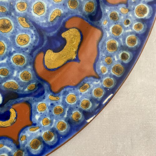 HOLLAND GOUDA Assiette plat céramique Pays-Bas décor stylisé début XXe ~27cm