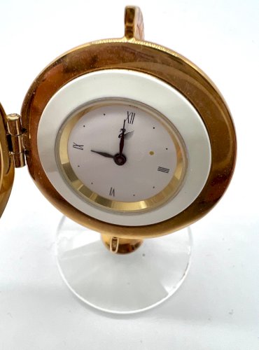 Horloge de bureau Swarovski – Globe en cristal taillé, monture dorée