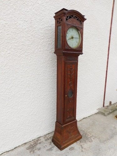 HORLOGE DE PARQUET COMTOISE LIEGEOISE BELGE EN CHENE MECANISME