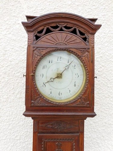 HORLOGE DE PARQUET COMTOISE LIEGEOISE BELGE EN CHENE MECANISME