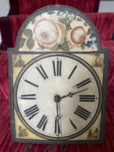 Horloge murale ancienne en bois peint