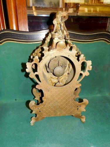 HORLOGE PENDULE EN BRONZE DECOR ANGELOT DU XIX ème SIECLE N17