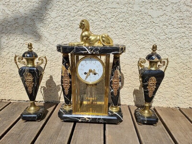 HORLOGE PENDULE MARBRE DECOR DE SPHINX N30