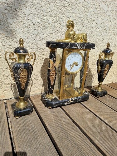 HORLOGE PENDULE MARBRE DECOR DE SPHINX N30