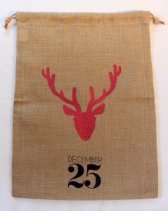 hotte de noel en toile de jute