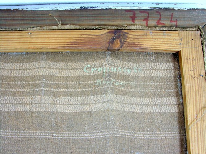 HST Ecole Française XX° CREPUSCULE BRETAGNE Signée Garcey Cadre Bois et Stuc