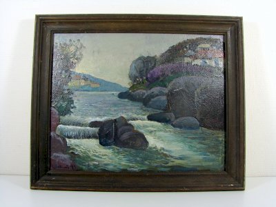 HST Russian School XX Landscape Signed Chatilov Evgeny Andreevitch 1991 Frame