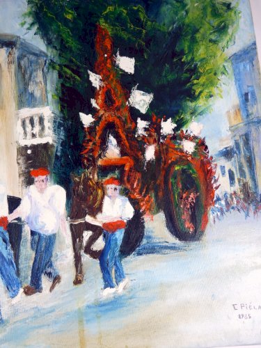HST XX° Procession Pays Basque par artiste Maria Monclar signée C. PIELAT  1985