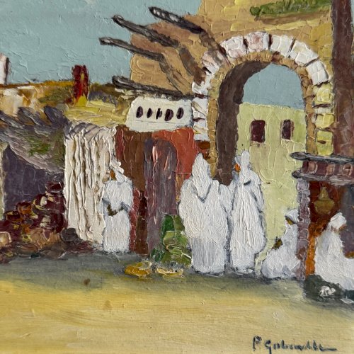Huile orientale sur carton au couteau par P. Gobewille A5656