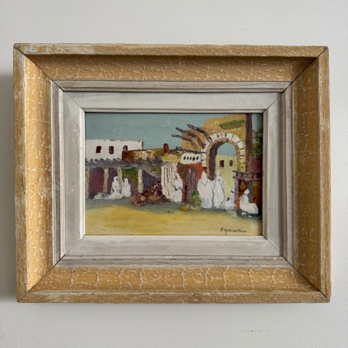 Huile orientale sur carton au couteau par P. Gobewille A5656